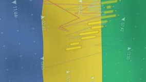 Animation of graphs processing data over flag of gabon. National economy, travel, data, finance, digital interface, business and communication, digitally generated video. - Powered by Shutterstock - Get 15% off with code: PIKWIZARD15