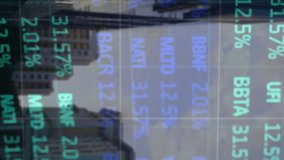 Animation of stock market and diagrams over cityscape. Global business, city and digital interface concept, digitally generated video. - Powered by Shutterstock - Get 15% off with code: PIKWIZARD15