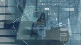 Animation of data processing over caucasian businesswoman talking on smartphone and walking. global business, finances, connections and digital interface concept digitally generated video. - Powered by Shutterstock - Get 15% off with code: PIKWIZARD15