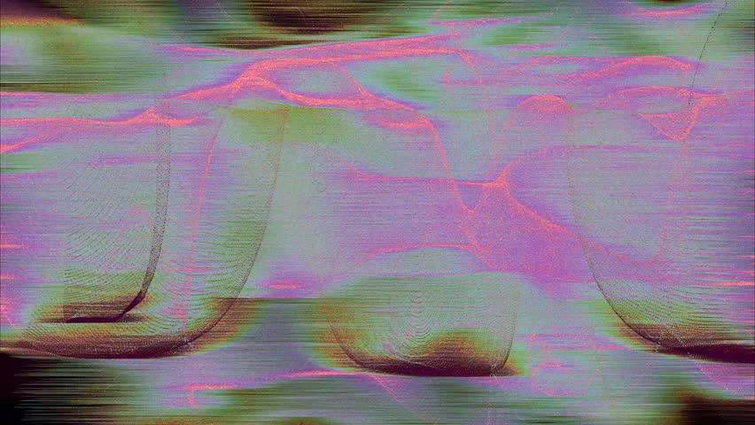 Soft pastel pink and green glitch pattern pulses in dreamy loop across faded textures