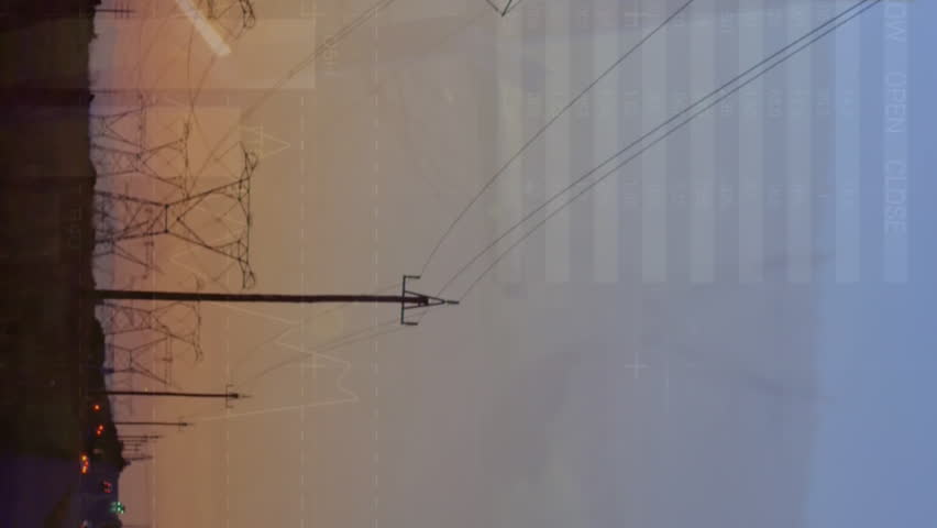 Animation of statistics and data processing over electricity pylon and landscape. global energy, electricity and data processing concept digitally generated video. - Powered by Shutterstock - Get 15% off with code: PIKWIZARD15