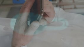 Animation of dna strand spinning and data processing over businessman using tablet. Global business digital interface technology and networking concept digitally generated video. - Powered by Shutterstock - Get 15% off with code: PIKWIZARD15