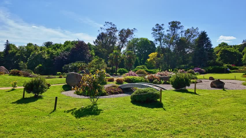 Beautiful Japanese-style garden at Parc de Haute Bretagne, France