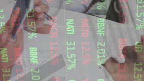 Animation of financial data processing over delivery man holding clipboard outside of warehouse. global shipping, delivery and connections concept digitally generated video. - Powered by Shutterstock - Get 15% off with code: PIKWIZARD15