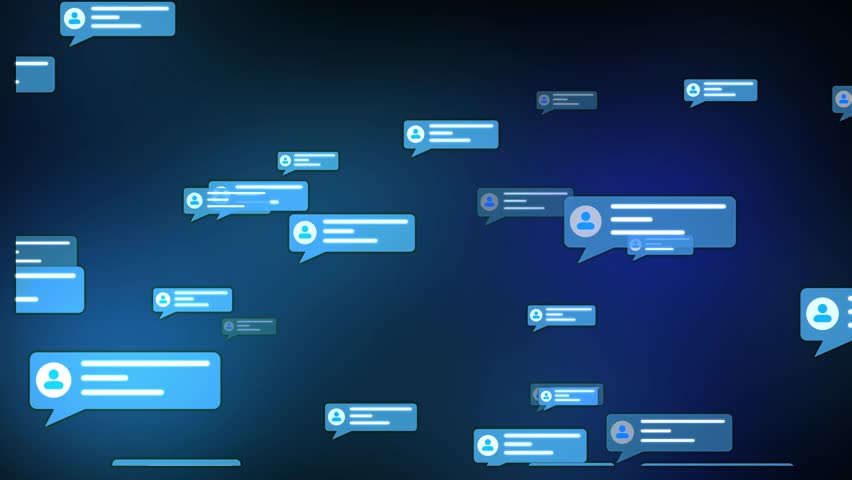 Social Media Chat Bubbles Video Animation Showing Online Messaging, Digital Communication, Text Conversations, Notifications, and Modern Social Networking Design Concept"