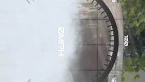 Animation of speedometer over delivery man next to a car. Global business, finances, connections, technology, data processing and digital interface concept digitally generated video. - Powered by Shutterstock - Get 15% off with code: PIKWIZARD15