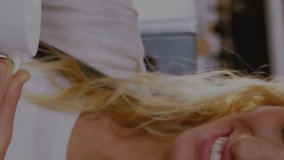 Animation of data processing over businesswoman using phone headset. Global business digital interface and technology concept digitally generated video. - Powered by Shutterstock - Get 15% off with code: PIKWIZARD15