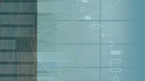 Animation of statistical data processing over spinning windmills on grassland against blue sky. Renewable energy and business technology concept - Powered by Shutterstock - Get 15% off with code: PIKWIZARD15