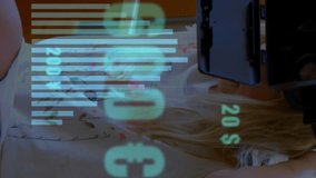 Animation of financial data processing over caucasian girl using vr headset. Global technology, finances and digital interface concept digitally generated video. - Powered by Shutterstock - Get 15% off with code: PIKWIZARD15