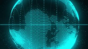 Animation of data processing and glowing blue spots over spinning globe against black background. Global networking and business data technology concept - Powered by Shutterstock - Get 15% off with code: PIKWIZARD15