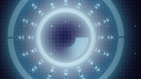 Animation of interface with neon round scanner and data processing against blue background. Computer interface and business technology concept - Powered by Shutterstock - Get 15% off with code: PIKWIZARD15