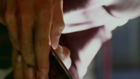 Animation of flowchart over midsection of caucasian man scrolling phone with burger on table. Digital composite, multiple exposure, communication, ideas, food and technology concept. - Powered by Shutterstock - Get 15% off with code: PIKWIZARD15