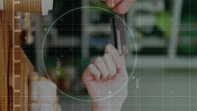 Animation of virus cell and data processing over caucasian woman paying with credit card. Global pandemic, healthcare, science and digital interface concept digitally generated video. - Powered by Shutterstock - Get 15% off with code: PIKWIZARD15