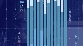 Animation of data processing with icons over cityscape. Global technology, computing and digital interface concept digitally generated video. - Powered by Shutterstock - Get 15% off with code: PIKWIZARD15