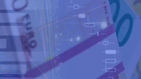 Animation of financial data processing over euro currency banknotes. global finances and business concept digitally generated video. - Powered by Shutterstock - Get 15% off with code: PIKWIZARD15