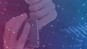 Animation of network of people icons and globe spinning over businessman using smartphone. global connections, digital interface and technology concept digitally generated video. - Powered by Shutterstock - Get 15% off with code: PIKWIZARD15