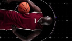 Animation of scopes scanning and data processing with male basketball player. global sports, competition technology and digital interface concept digitally generated video. - Powered by Shutterstock - Get 15% off with code: PIKWIZARD15