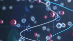 Animation of virus cells floating over data processing. medical and healthcare services during coronavirus covid 19 pandemic concept digitally generated video. - Powered by Shutterstock - Get 15% off with code: PIKWIZARD15