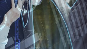 Animation of data processing over caucasian businessman using vr headset in car. cloud computing and data processing concept digitally generated video. - Powered by Shutterstock - Get 15% off with code: PIKWIZARD15