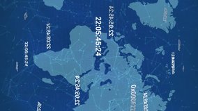 Animation of clock chain and digital padlock over world map on navy background. data processing, internet security, network and technology concept digitally generated video. - Powered by Shutterstock - Get 15% off with code: PIKWIZARD15