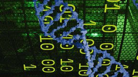 Animation of dna strands and binary coding over server room. ukraine crisis and international politics concept digitally generated video. - Powered by Shutterstock - Get 15% off with code: PIKWIZARD15