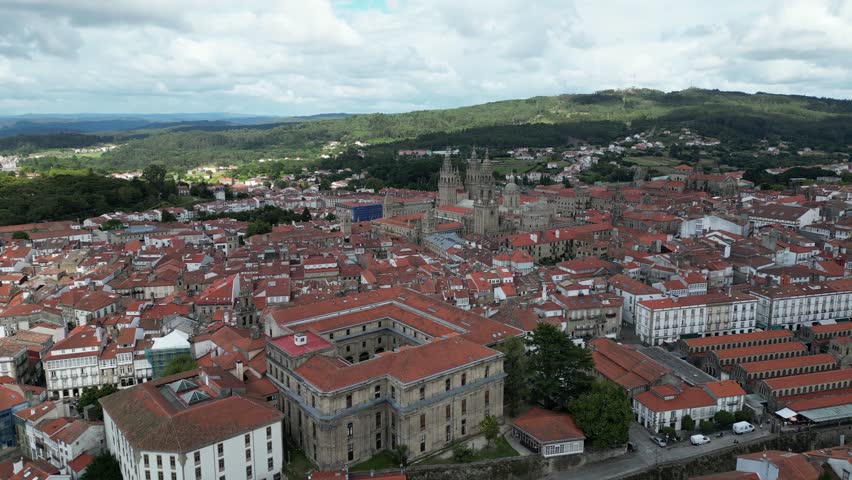 Aerial view of Santiago de Compostela, Spain.