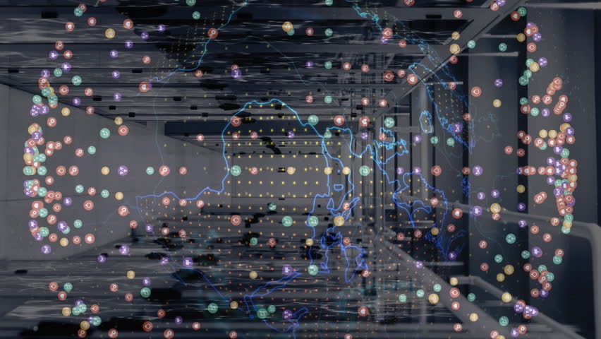 Animation of data processing and globe over server room. Global business and digital interface concept digitally generated video - Powered by Shutterstock - Get 15% off with code: PIKWIZARD15