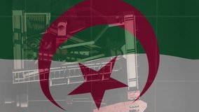Animation of financial data processing and flag of algeria over oil pump. Global finances, business and digital interface concept digitally generated video. - Powered by Shutterstock - Get 15% off with code: PIKWIZARD15