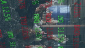 Animation of financial data processing over chickens at farm. Global finances, ecology and digital interface concept digitally generated video. - Powered by Shutterstock - Get 15% off with code: PIKWIZARD15