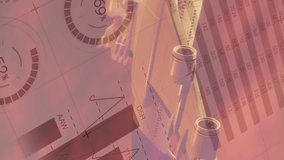 Animation of aeroplane flying with charts and data processing over sunset clouds. Global finance, business, travel, data and digital interface concept digitally generated video. - Powered by Shutterstock - Get 15% off with code: PIKWIZARD15