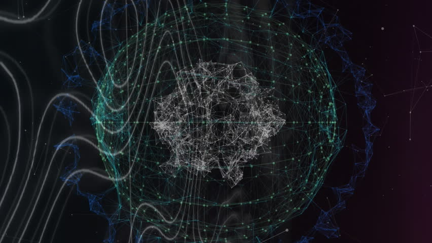 Animation of spinning sphere and network of connections over topography on black background. Global digital network technology concept digitally generated image. - Powered by Shutterstock - Get 15% off with code: PIKWIZARD15