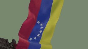 Animation of oil rig and flag of venezuela over american dollar banknotes. Global finance, business, connections, computing and data processing concept digitally generated video. - Powered by Shutterstock - Get 15% off with code: PIKWIZARD15