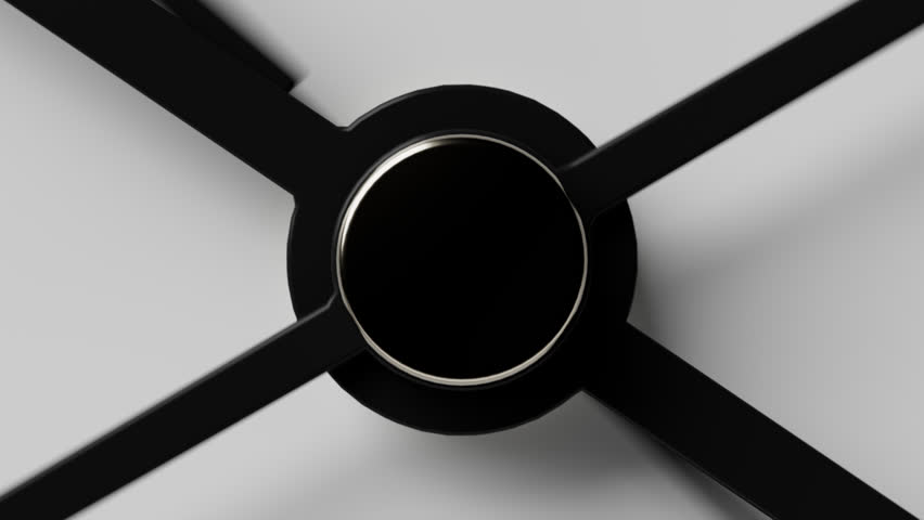 Close-up time-lapse of minimalist classic black wall clock, neutral light white background, soft sunlight, analog clock rapid passage of time, fast-forward timelapse, zoom out effect