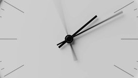 Close-up time-lapse of minimalist classic black wall clock, neutral light white background, soft sunlight, analog clock rapid passage of time, fast-forward timelapse, zoom out effect - Powered by Shutterstock - Get 15% off with code: PIKWIZARD15