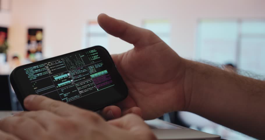 A smartphone using AI technology to rapidly generate programming code, enabling fast work