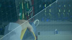 Animation of scope scanning over technician checking computer server. digital interface, connection and communication concept digitally generated video. - Powered by Shutterstock - Get 15% off with code: PIKWIZARD15
