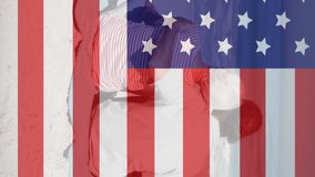 Animation of american flag jigsaw puzzles revealing senior couple embracing on beach. usa patriotism and democracy concept digitally generated video. - Powered by Shutterstock - Get 15% off with code: PIKWIZARD15