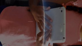 Animation of social media icons over schoolgirl using tablet. global social media, communication, digital interface, technology and networking concept digitally generated video. - Powered by Shutterstock - Get 15% off with code: PIKWIZARD15