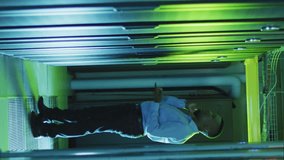 Animation of data processing over african american male worker in server room. global business, cloud computing and digital interface concept digitally generated video. - Powered by Shutterstock - Get 15% off with code: PIKWIZARD15