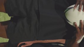 Animation of diverse male rugby players with rugby balls with ireland texts over stadium. global sport and rugby league world cup concept digitally generated video. - Powered by Shutterstock - Get 15% off with code: PIKWIZARD15