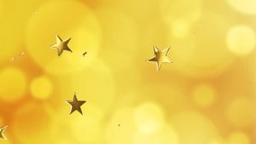 Animation of golden stars floating on yellow background with dots. New year, party and celebration concept digitally generated video. - Powered by Shutterstock - Get 15% off with code: PIKWIZARD15