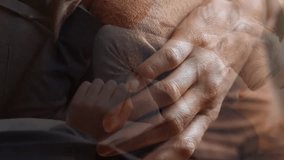 Animation of Caucasian woman in mask for protection against coronavirus Covid 19 over people celebrating in office. Social distancing and self isolation in quarantine lockdown digital composite. - Powered by Shutterstock - Get 15% off with code: PIKWIZARD15