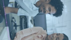 Animation of financial data processing over diverse business people working in office. Global business, finances, computing and data processing concept digitally generated video. - Powered by Shutterstock - Get 15% off with code: PIKWIZARD15