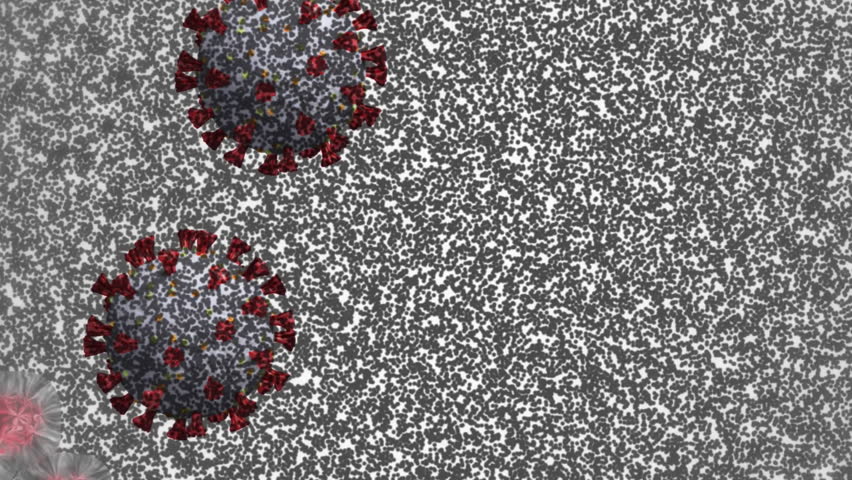 Animation of 3d DNA strand spinning with Covid 19 coronavirus cells floating on grey background. Covid 19 pandemic health care science concept digitally generated image. - Powered by Shutterstock - Get 15% off with code: PIKWIZARD15