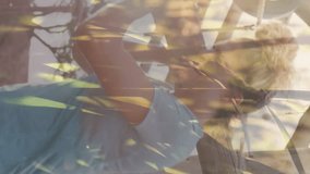 Animation of grass over diverse women at obstacle course carrying wooden bars. Global sport, health, fitness and digital interface concept digitally generated video. - Powered by Shutterstock - Get 15% off with code: PIKWIZARD15