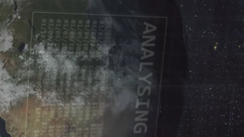 Animation of statistics and data processing over globe. Business, communication, digital interface, finance and data processing concept digitally generated video. - Powered by Shutterstock - Get 15% off with code: PIKWIZARD15