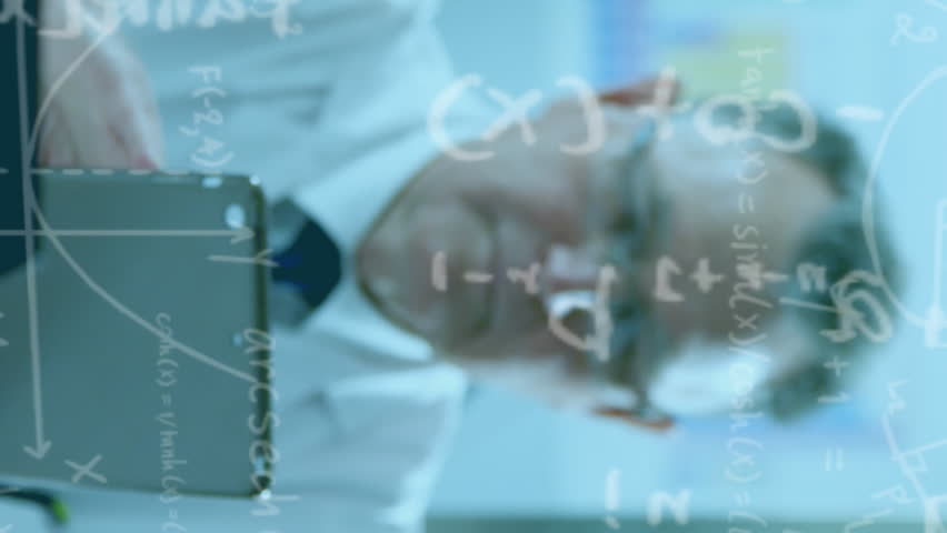 Animation of mathematical and scientific formulae over male scientist using tablet. science research and medicine concept digitally generated image. - Powered by Shutterstock - Get 15% off with code: PIKWIZARD15