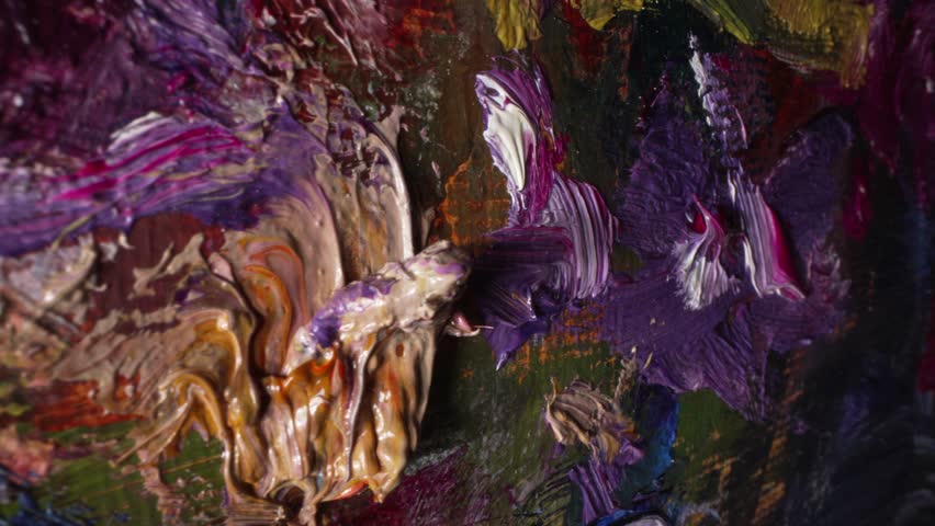 Oil paint strokes on canvas close up. Impressionist painting. A fragment of a real painting by the artist