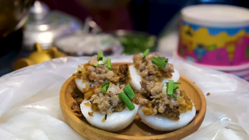 deviled eggs with mushrooms Decorating deviled eggs with basil.