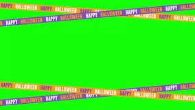 Crossed Yellow and purple ribbons for a happy Halloween sale on a green background. ribbon animation 4k. - Powered by Shutterstock - Get 15% off with code: PIKWIZARD15